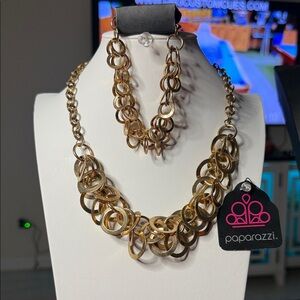 Paparazzi Gold Loop Necklace and Earring Set